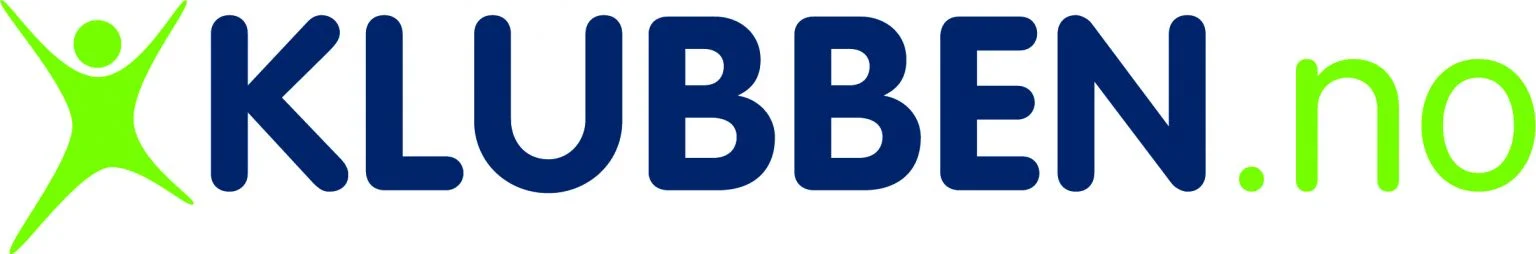 Klubben.no logo med grønn mann og blå tekst Klubben.no logo med grønn mann og blå tekst